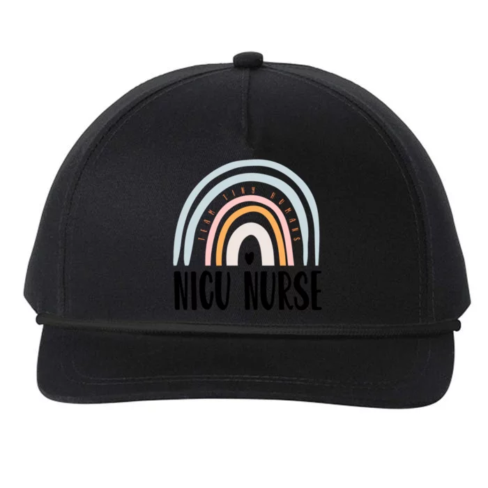 Nicu Nurse Icu Neonatal Boho Rainbow Team Tiny Hu Retro Cute Gift Snapback Five-Panel Rope Hat