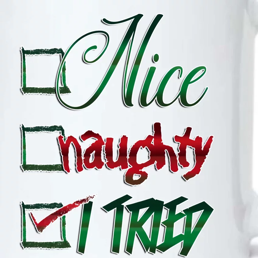 Nice Naughty I Tried Santa Checking List Ugly Christmas Black Color Changing Mug