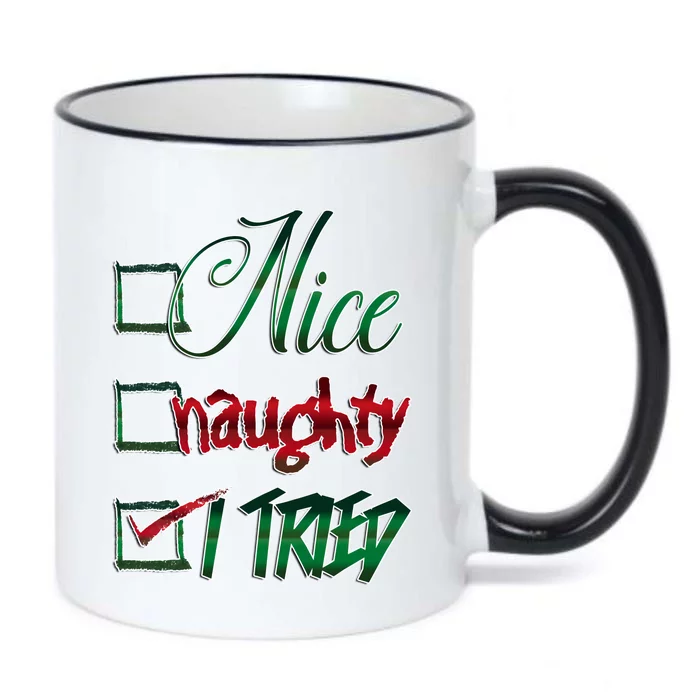 Nice Naughty I Tried Santa Checking List Ugly Christmas Black Color Changing Mug