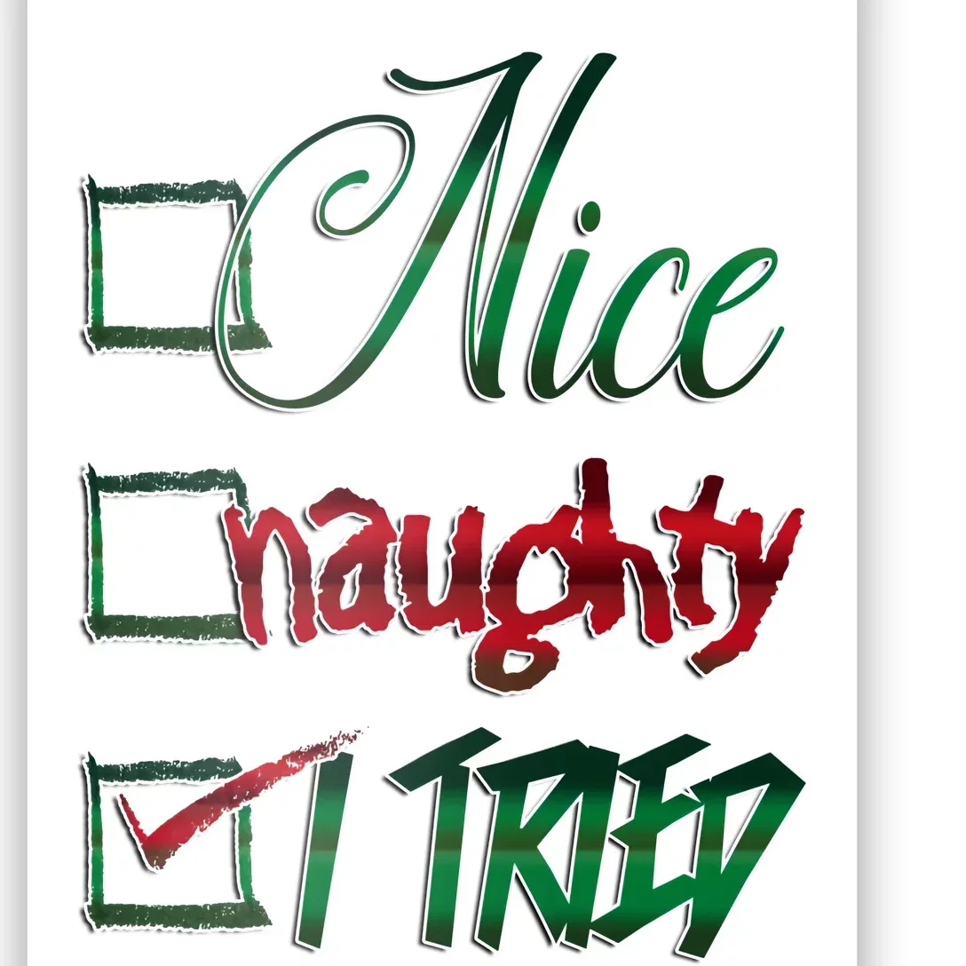 Nice Naughty I Tried Santa Checking List Ugly Christmas Poster