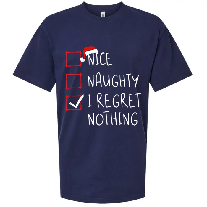 Nice Naughty I Regret Nothing Christmas List Santa Claus Gift Sueded Cloud Jersey T-Shirt