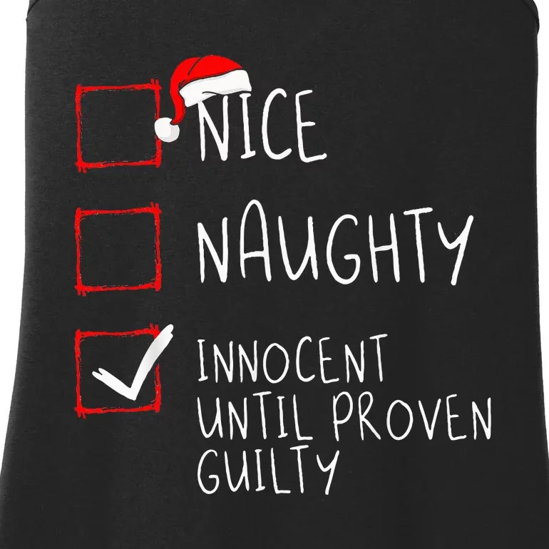 Nice Naughty Innocent Until Proven Guilty Christmas List Ladies Essential Tank