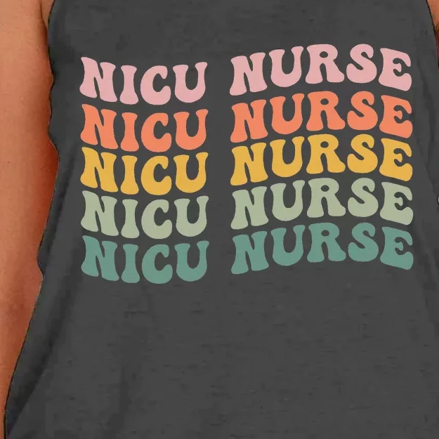 NICU Nurse ICU Neonatal Retro Nursing Team Tiny Humans Tee Women's Knotted Racerback Tank