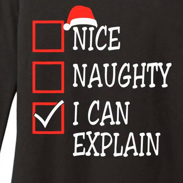 Nice Naughty I Can Explain Christmas List Xmas Santa Claus Womens CVC Long Sleeve Shirt