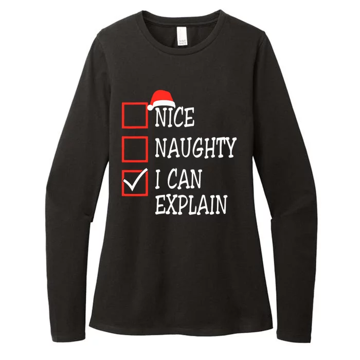 Nice Naughty I Can Explain Christmas List Xmas Santa Claus Womens CVC Long Sleeve Shirt