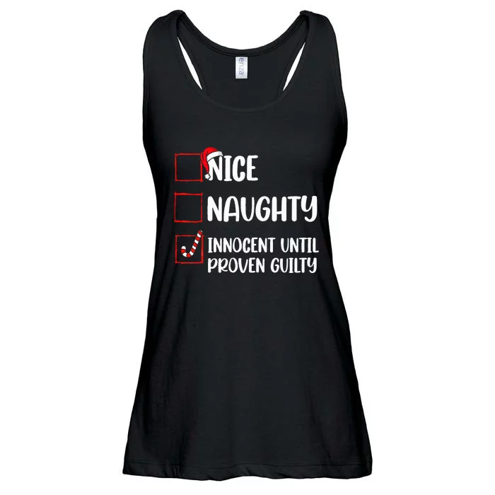 Nice Naughty Innocent Until Proven Guilty Christmas List Ladies Essential Flowy Tank