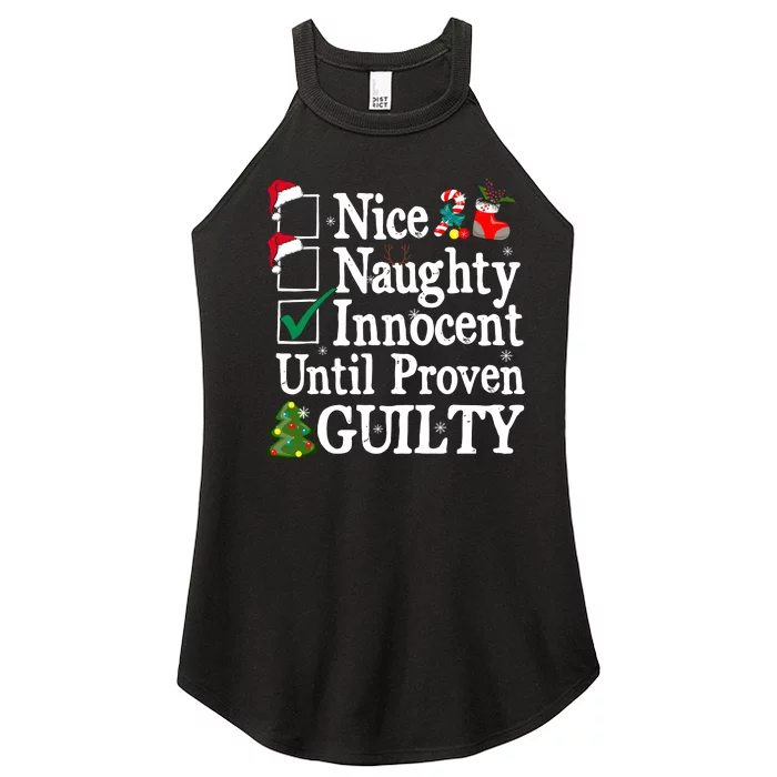 Nice Naughty Innocent Until Proven Guilty Christmas List Women’s Perfect Tri Rocker Tank