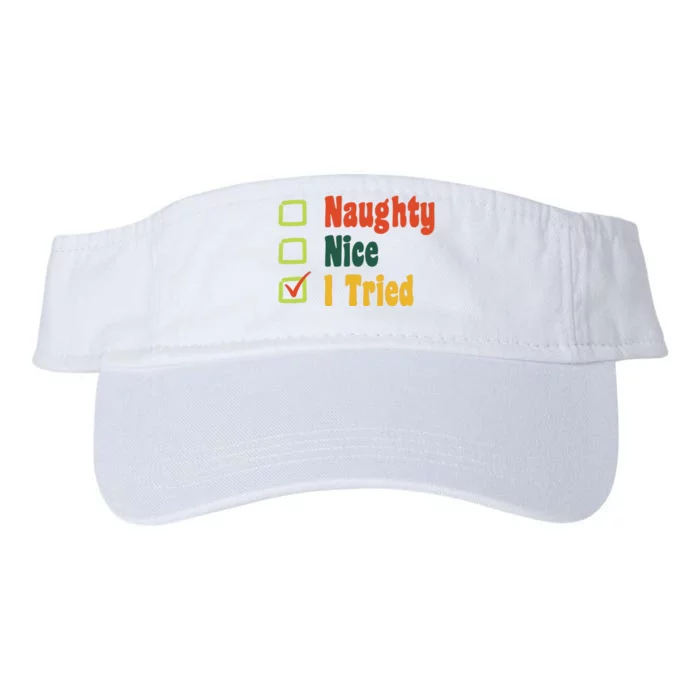 Naughty Nice I Tried Funny Christmas Valucap Bio-Washed Visor