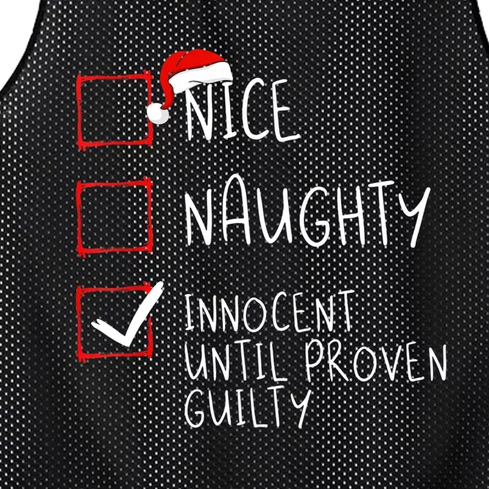 Nice Naughty Innocent Until Proven Guilty Christmas List TShirt Mesh Reversible Basketball Jersey Tank