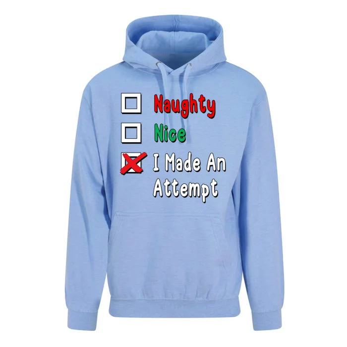 Naughty Nice I Made An Attempt Gift Unisex Surf Hoodie