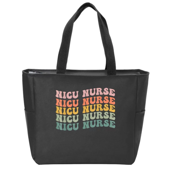 NICU Nurse ICU Neonatal Retro Nursing Team Tiny Humans Tee Zip Tote Bag