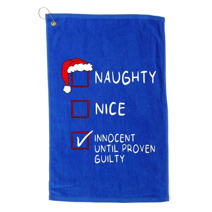 Naughty Nice Innocent Until Guilty Xmas Christmas Platinum Collection Golf Towel