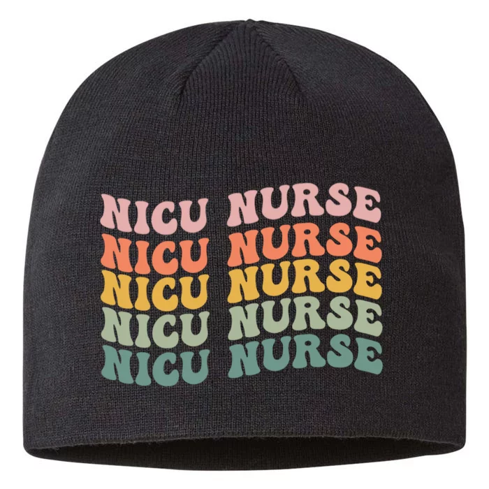 NICU Nurse ICU Neonatal Retro Nursing Groovy 8 1/2in Sustainable Knit Beanie