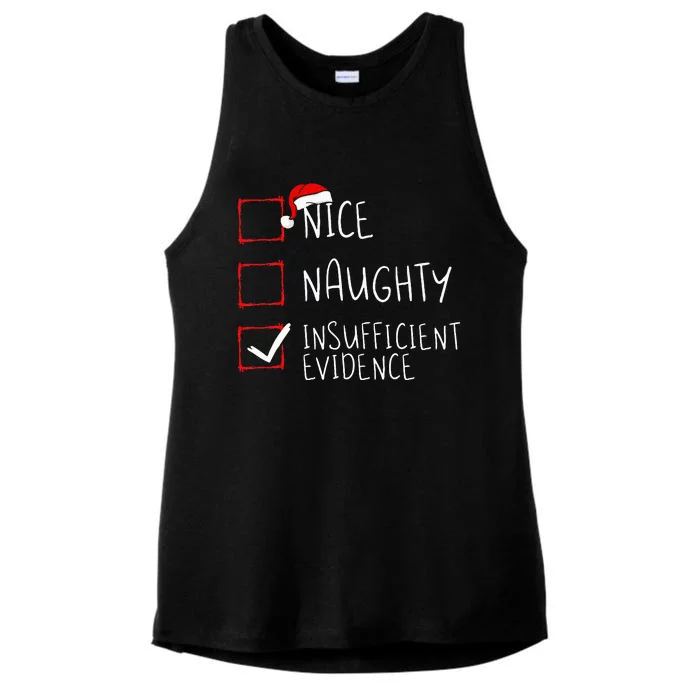 Nice Naughty Insufficient Evidence Christmas Santa Claus Ladies Tri-Blend Wicking Tank