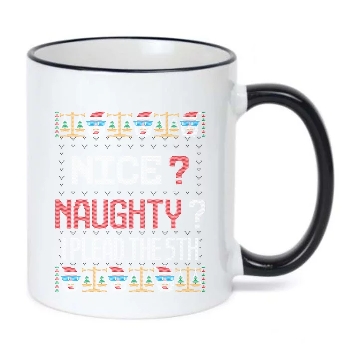 Naughty Nice I Plead The 5th Lawyer Ugly Christmas Sweater Cool Gift Black Color Changing Mug