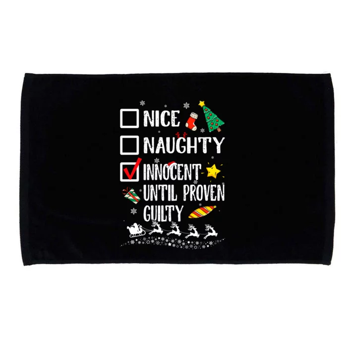 Nice Naughty Innocent Until Proven Guilty Xmas Santa Hat Cool Gift Microfiber Hand Towel