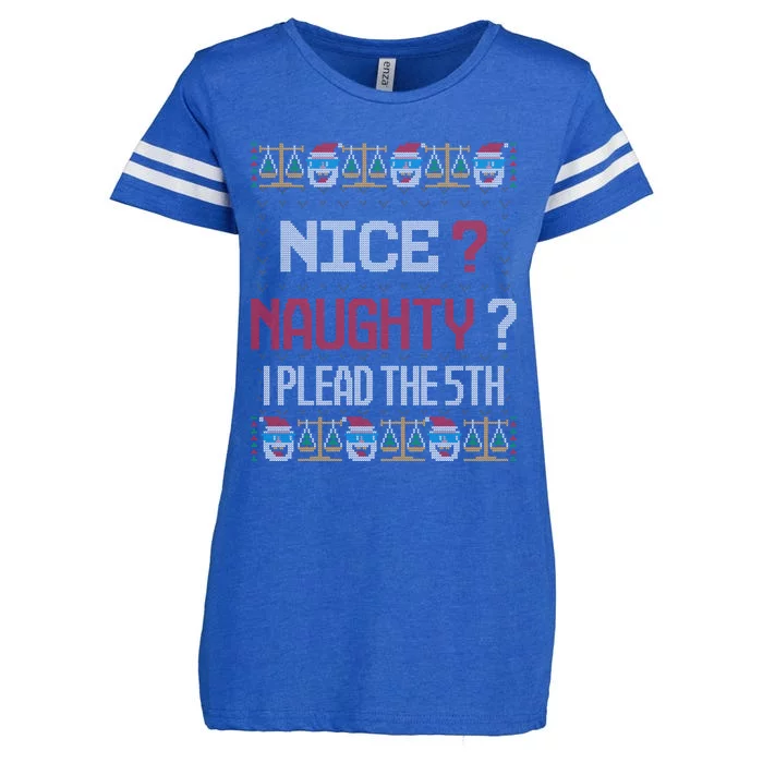 Naughty Nice I Plead The 5th Lawyer Ugly Christmas Sweater Gift Enza Ladies Jersey Football T-Shirt