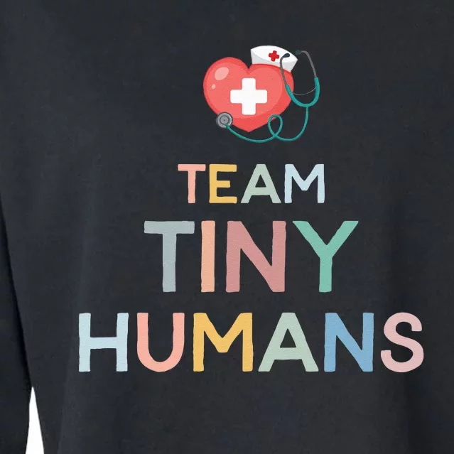 NICU Nurse ICU Neonatal Team Tiny Human Baby Boho Retro Cropped Pullover Crew