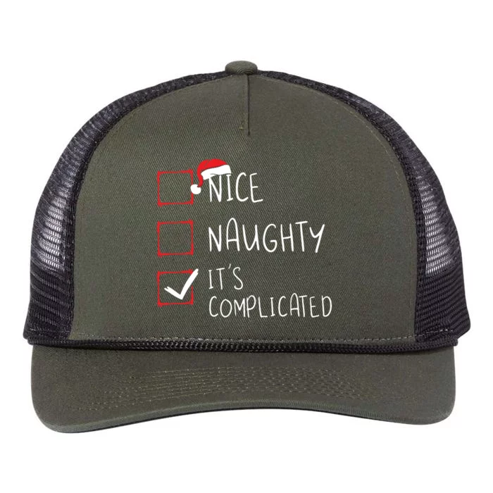 Nice Naughty Its Complicated Christmas List Santa Claus Retro Rope Trucker Hat Cap