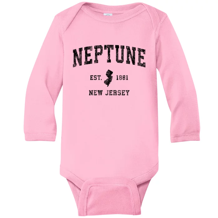 Neptune New Jersey Nj Vintage Athletic Sports Baby Long Sleeve Bodysuit