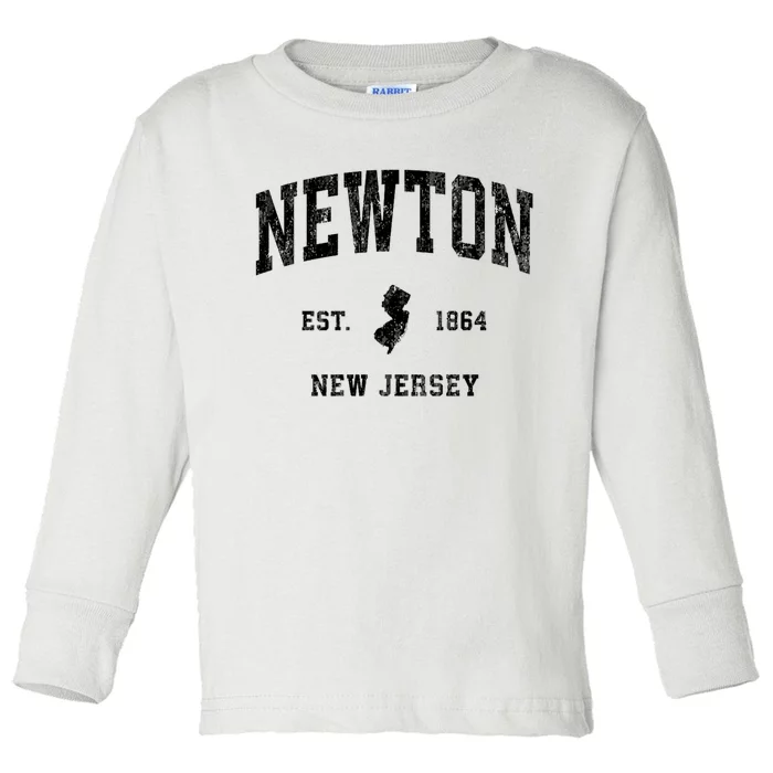 Newton New Jersey Nj Vintage Established Athletic Sports Design Toddler Long Sleeve Shirt