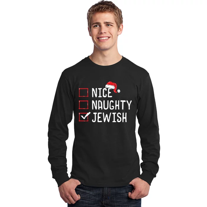 Nice Naughty Jewish Christmas List Long Sleeve Shirt