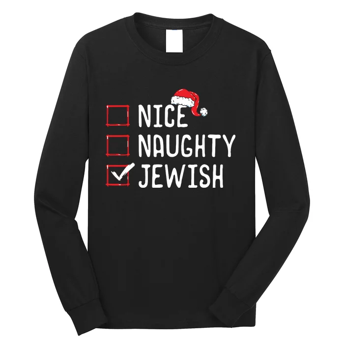 Nice Naughty Jewish Christmas List Long Sleeve Shirt