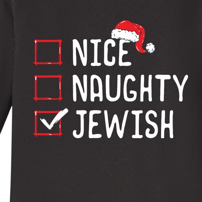 Nice Naughty Jewish Christmas List Baby Long Sleeve Bodysuit