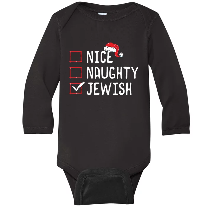 Nice Naughty Jewish Christmas List Baby Long Sleeve Bodysuit