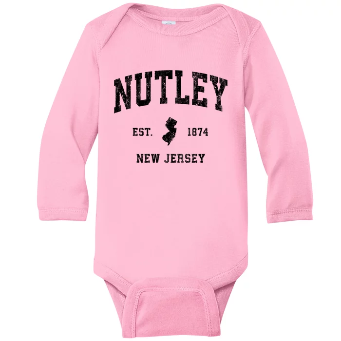 Nutley New Jersey Nj Vintage Athletic Sports Baby Long Sleeve Bodysuit