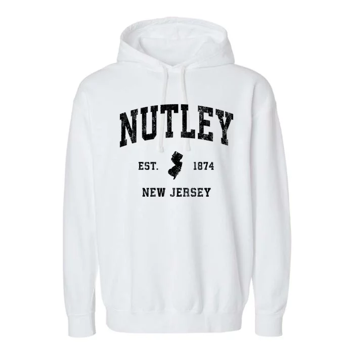 Nutley New Jersey Nj Vintage Athletic Sports Garment-Dyed Fleece Hoodie