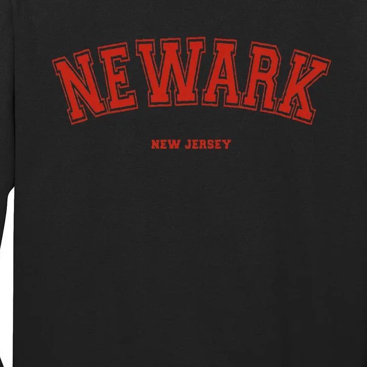 Newark New Jersey Nj Red Letter Graphic On Newark Tall Long Sleeve T-Shirt