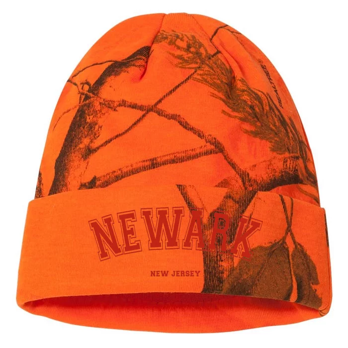 Newark New Jersey Nj Red Letter Graphic On Newark Kati - 12in Camo Beanie