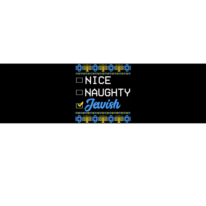 Nice Naughty Jewish Ugly Hanukkah Sweater Cute Chanukah Gift Bumper Sticker