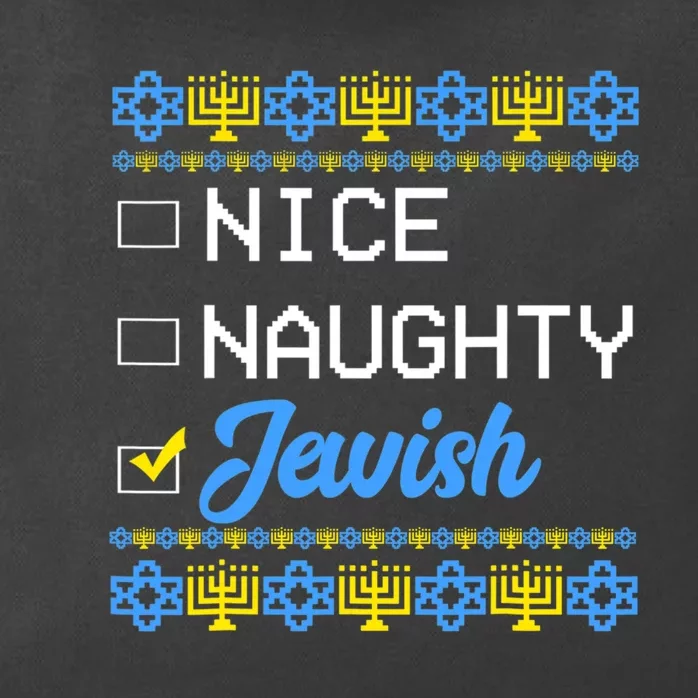 Nice Naughty Jewish Ugly Hanukkah Sweater Cute Chanukah Gift Zip Tote Bag