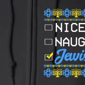 Nice Naughty Jewish Ugly Hanukkah Sweater Cute Chanukah Gift Full Zip Hoodie