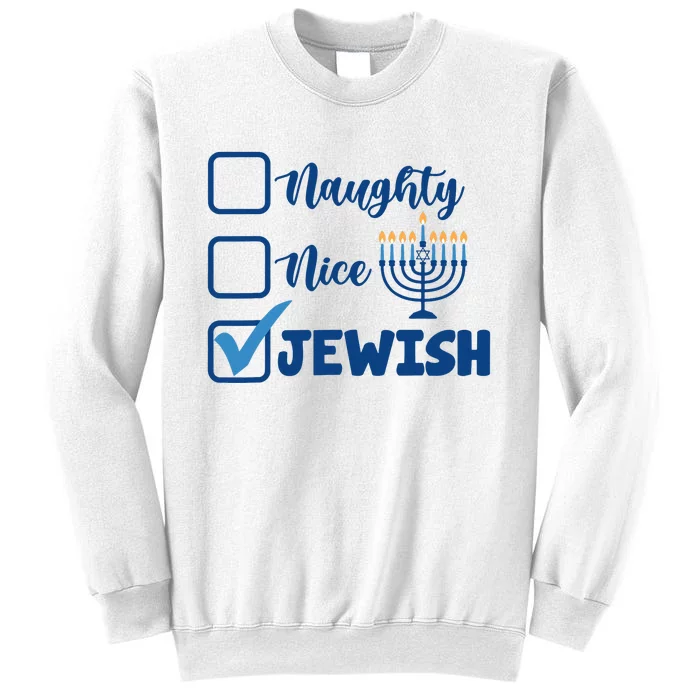 Naughty Nice Jewish Happy Hanukkah Pajama Family Matching Sweatshirt