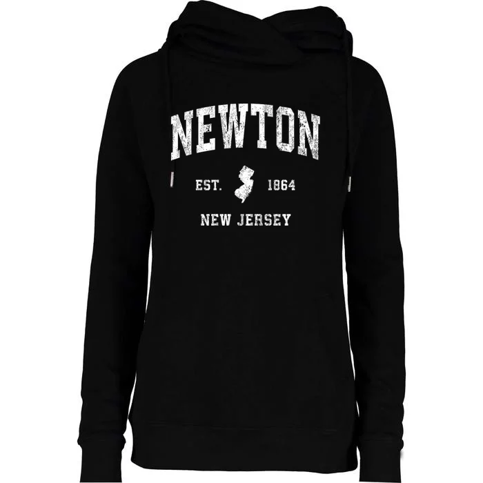 Newton New Jersey Nj Vintage Athletic Womens Funnel Neck Pullover Hood