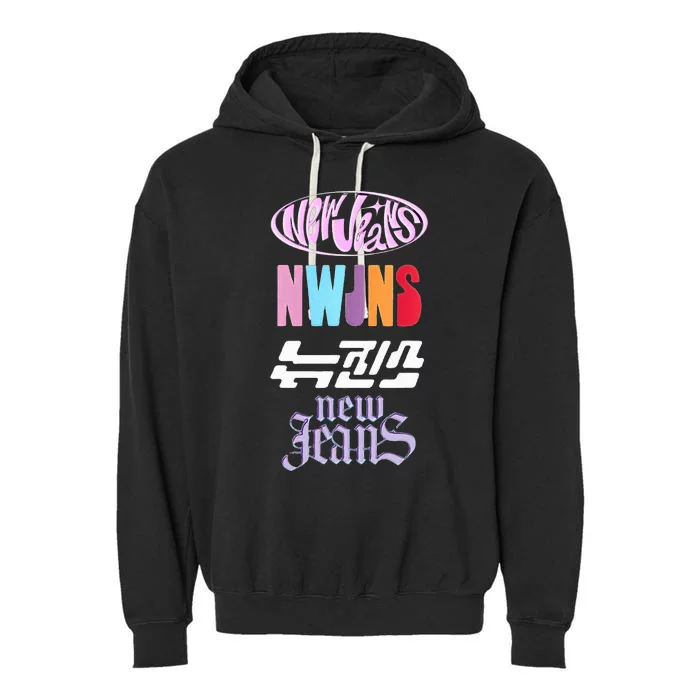 Newjeans New Jeans NWJNS Kpop LOGOS Garment-Dyed Fleece Hoodie