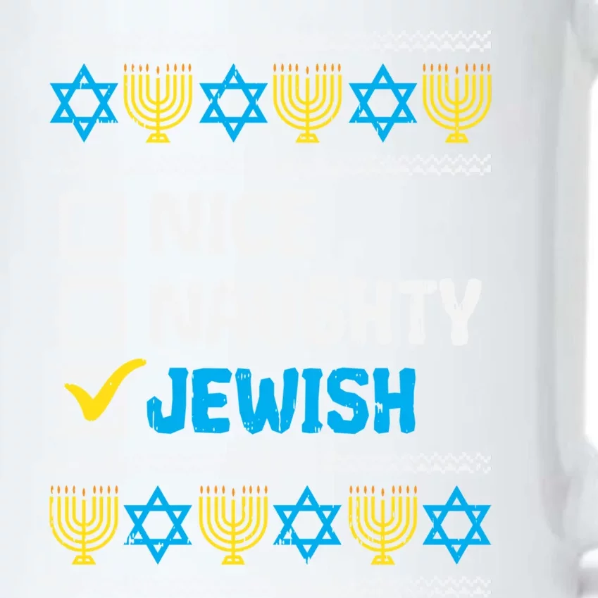 Nice Naughty Jewish Ugly Hanukkah Sweater Chanukah Jew Gift Black Color Changing Mug