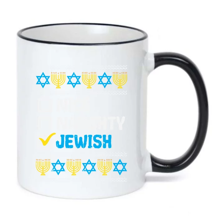 Nice Naughty Jewish Ugly Hanukkah Sweater Chanukah Jew Gift Black Color Changing Mug