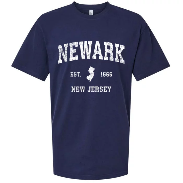 Newark New Jersey Nj Vintage Sports Design Sueded Cloud Jersey T-Shirt