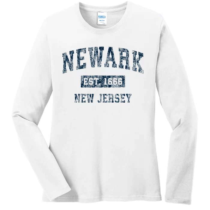 Newark New Jersey Nj Vintage Sports Design Ladies Long Sleeve Shirt