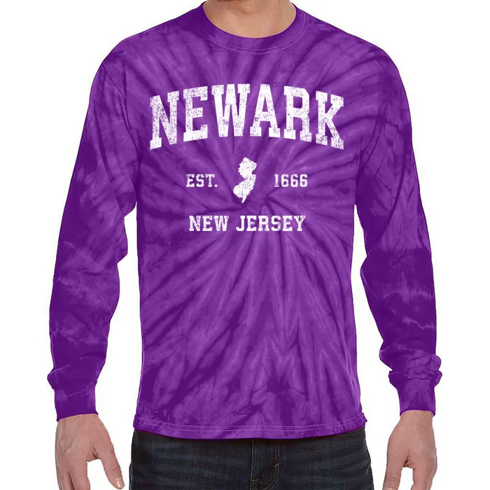 Newark New Jersey Nj Vintage Sports Design Established Tie-Dye Long Sleeve Shirt