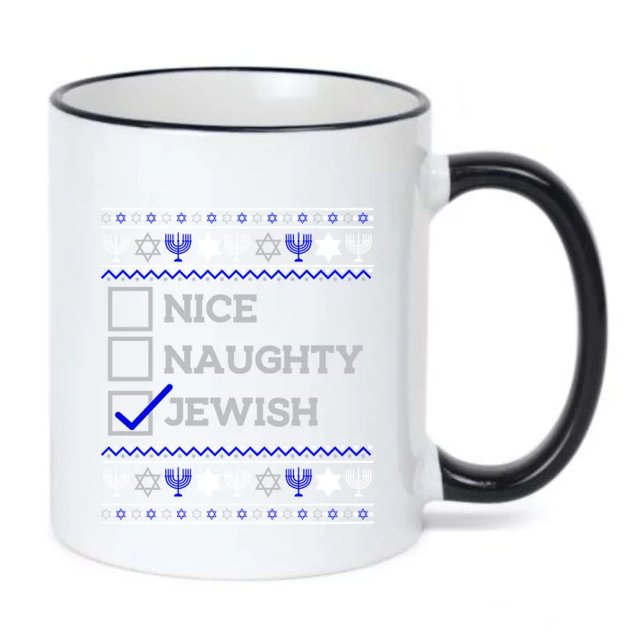 Nice Naughty Jewish Christmas Hanukkah Santa Claus List Gift Black Color Changing Mug