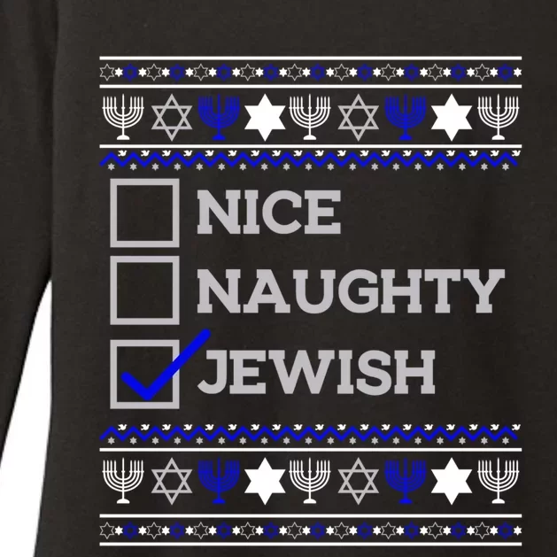 Nice Naughty Jewish Christmas Hanukkah Santa Claus List Gift Womens CVC Long Sleeve Shirt