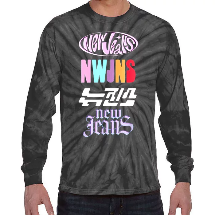 Newjeans New Jeans Nwjns Kpop Logos Tie-Dye Long Sleeve Shirt