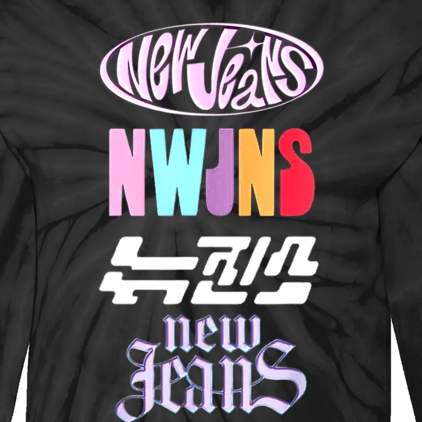 Newjeans New Jeans Nwjns Kpop Logos Tie-Dye Long Sleeve Shirt