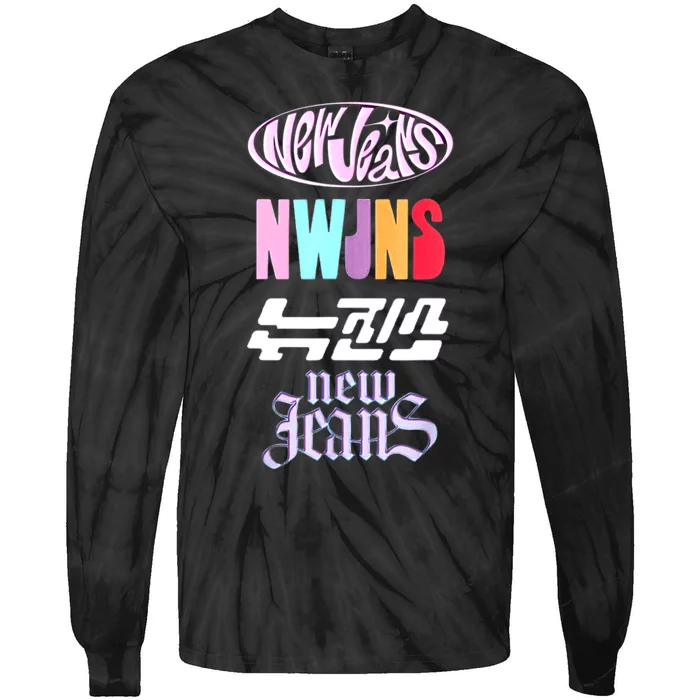 Newjeans New Jeans Nwjns Kpop Logos Tie-Dye Long Sleeve Shirt