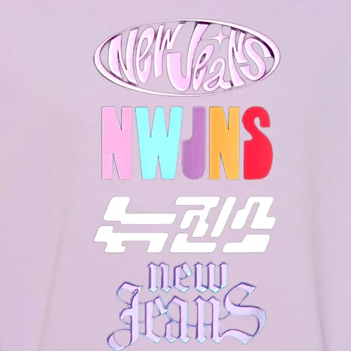 Newjeans New Jeans Nwjns Kpop Logos Garment-Dyed Sweatshirt